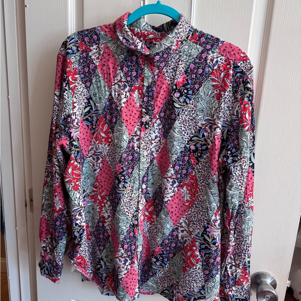 Loft patchwork print button down shirt